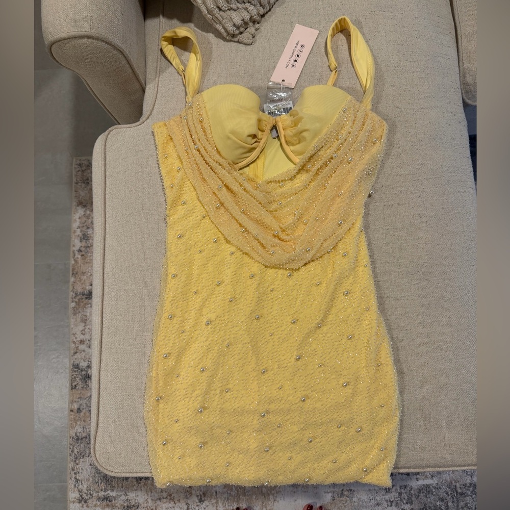 Oh Polly Yellow Beaded Camisole